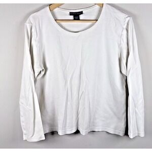 Karen Scott‎ Womans Long Sleeve Shirt Size L Cotton Round Neck Base Capsule